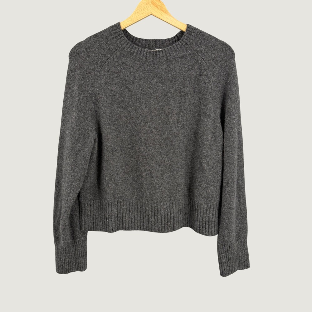 Everlane Boxy 100% Cashmere Sweater Women's Medium Charcoal Gray Crewneck